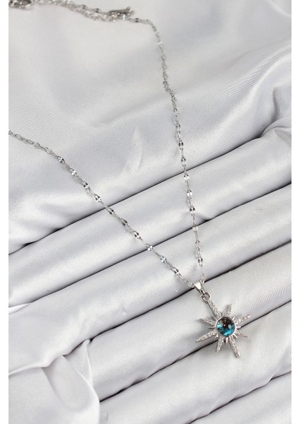 Bfs 316L Çelik Zirkon Taşlı Kutup Yıldızı Model Gümüş Renk Kadın Kolye fiyatları