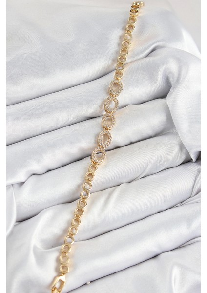 Bfs Pirinç Zirkon Taşlı Oval Model Gold Renk Kadın Bileklik fiyatları