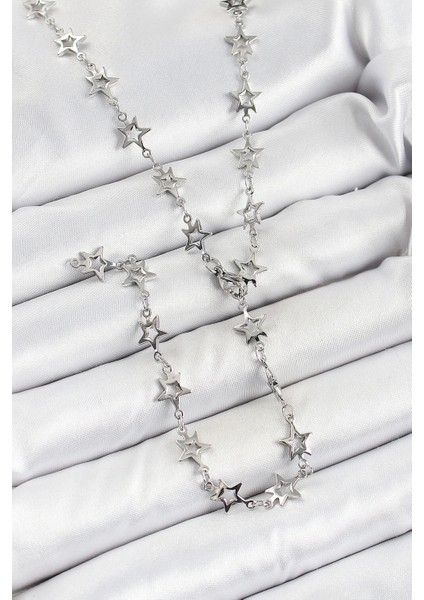 Bfs Pirinç Gümüş Renk Yıldızlı Kadın Y Kolye fiyatları