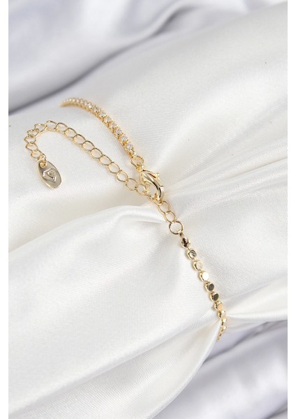 Bfs Pirinç Zirkon Taşlı Arı Model Ezme Zincir Gold Renk Kadın Bileklik fiyatları