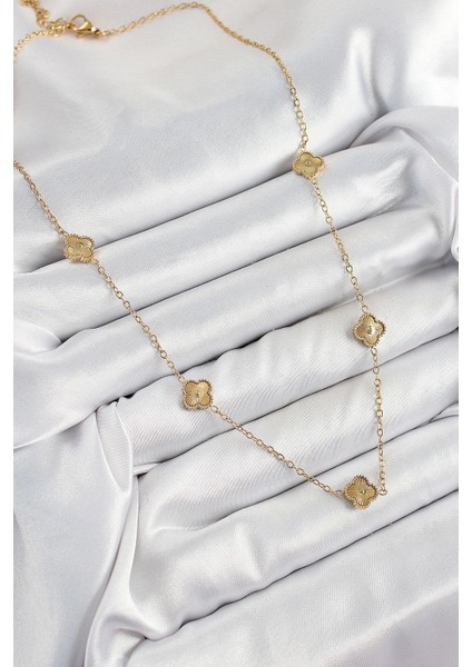 Bfs 316L Çelik Yonca Model Gold Renk Kadın Kolye fiyatları