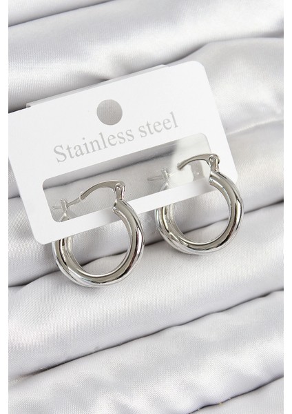 Bfs Pirinç Halka Model Gümüş Renk Kadın Küpe