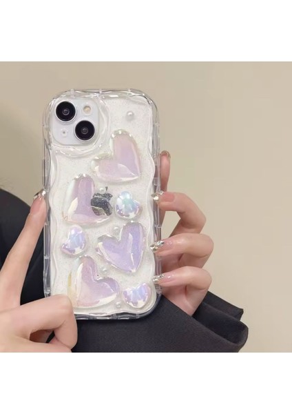 Iphone 13 Uyumlu Kabartma Kalp Çıkıntılı Kenar Dalgalı Epoksi Kılıf fiyatları