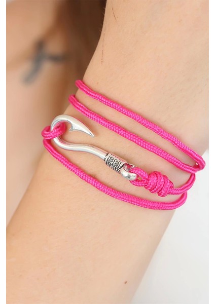 Bfs Fuşya Renk Gümüş Metal Kancalı Bayan Çoklu Bileklik fiyatları