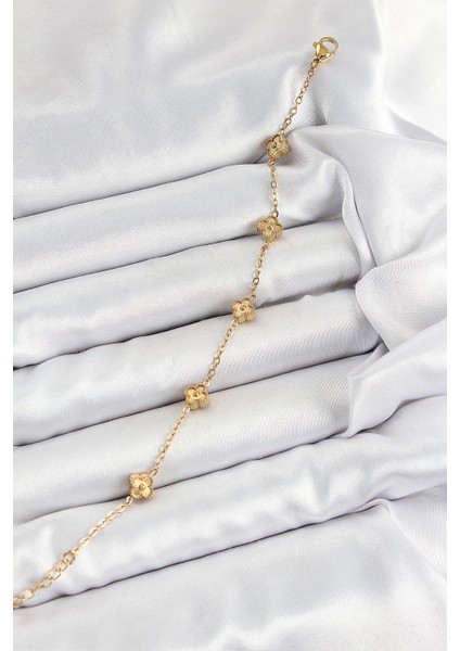 Bfs 316L Çelik Yonca Model Gold Renk Kadın Bileklik fiyatları