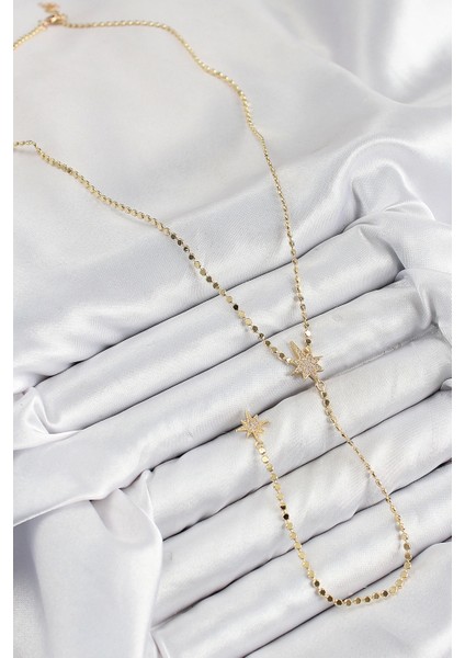 Bfs Pirinç Zirkon Taşlı Ezme Zincirli Kutup Yıldızı Model Gold Renk Y Kolye fiyatları