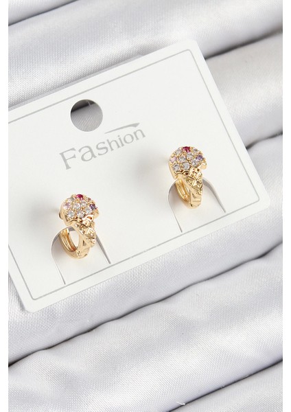 Bfs Pirinç Zirkon Taşlı Dondurma Model Gold Renk Çocuk Küpe