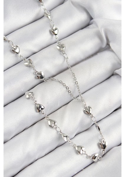 Bfs Pirinç Zirkon Taşlı Kalp Model Gümüş Renk Y Kolye