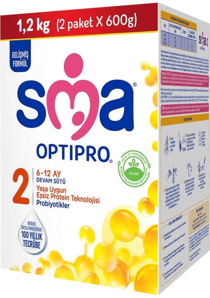 Bfs Sma Optipro Probiyotik 2 Bebek Devam Sütü 6-12 Ay 1200 gr