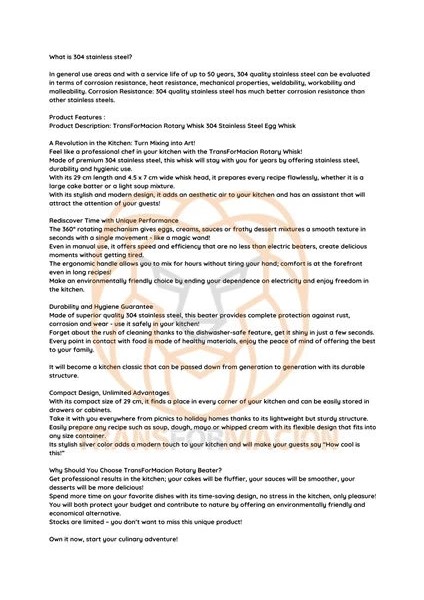 Dönerli Çırpıcı 304 Paslanmaz Çelik Yumurta Çırpıcı