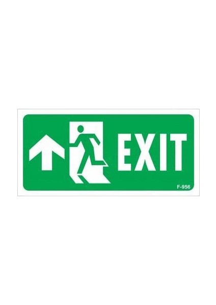 Exit Yukarı Sol Ok Işaretli Uyarı Levhası 17,5X25 KOD:956