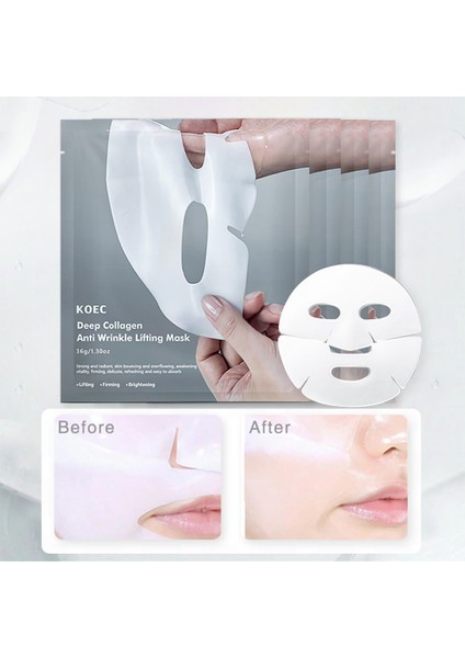 Bio Kolajen Şeffaflaşan Yüz Maskesi Cilt Yatıştırıcı Yaşlanma Önleyici Parlaklık Nemlendirme 4 Adet modelleri