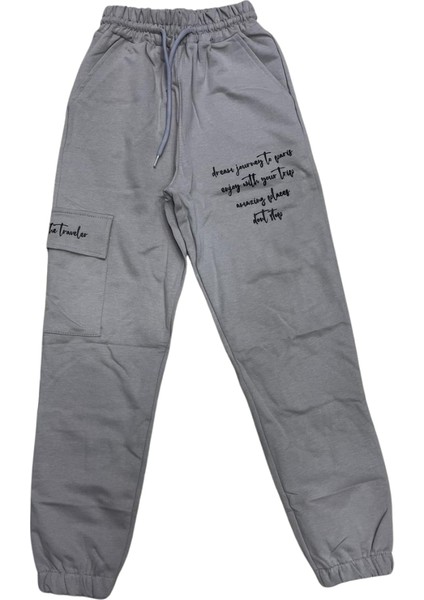 Koyu Gri Kız Çocuk Eşofman Altı Kompak Kumaş