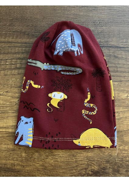Yenidoğan Kız Erkek Bebek Hayvan Desenli Hayvanat Bahçesi Bandana Şapka Başlık Fiyonklu Bere