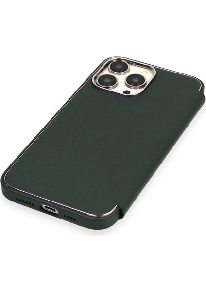 Bfs iPhone 13 Pro Kılıf Dolpin Kapaklı - Koyu Yeşil