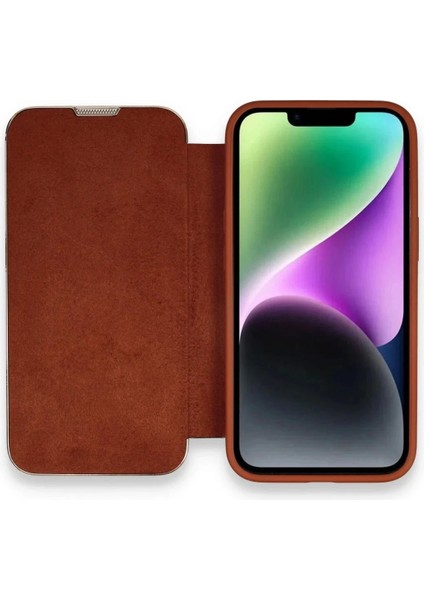 Bfs iPhone 14 Kılıf Dolpin Kapaklı - Kahverengi