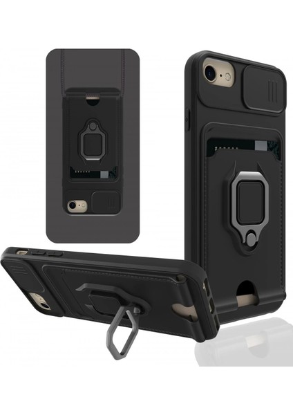Bfs iPhone 7 Kılıf Zuma Kartvizitli Yüzüklü Silikon - Siyah