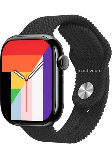 MactivePro Watch HK11 Pro Max Amoled Akıllı Saat Kordon Tüm Akıllı Telefonlara Uyumlu Akıllı Saat Siyah