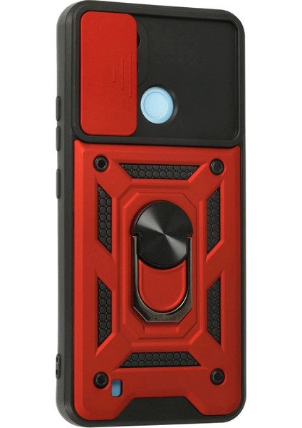 Bfs Realme C21 Kılıf Pars Lens Yüzüklü Silikon - Kırmızı modelleri