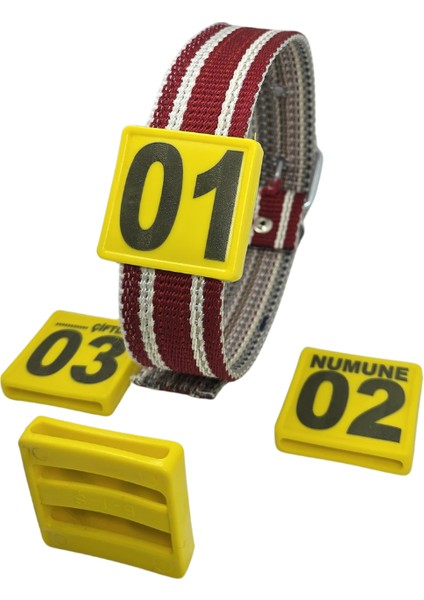 250 Adet Sarı Renk Küçükbaş Hayvan Boyunluk Kemer ve Numaratör Takımı (Kemer+Numara) fırsatları