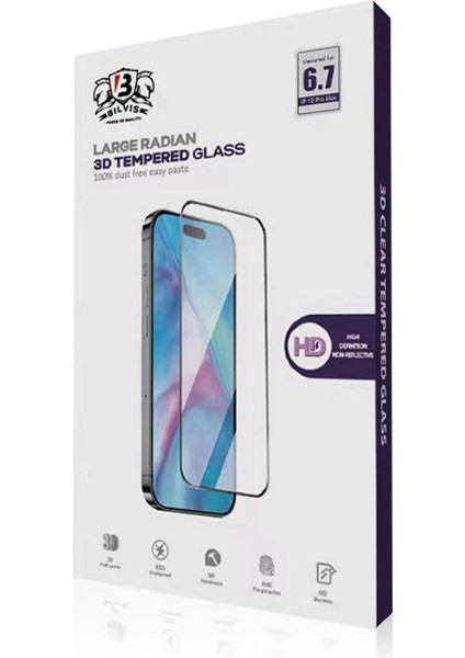 Bfs iPhone 15 Pro Max Bilvis 0.18MM Plus Cam Ekran Koruyucu