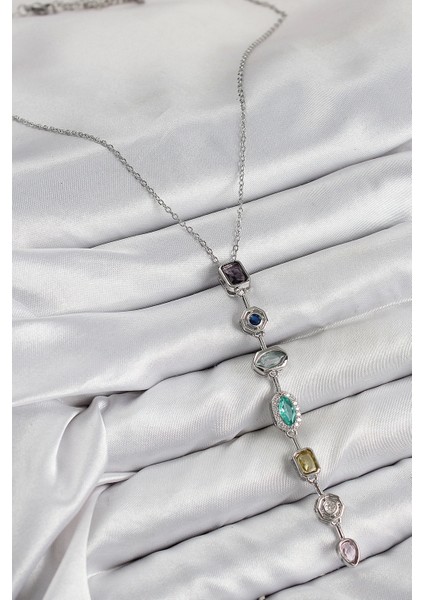 Bfs Pirinç Renkli Zirkon Taşlı Model Gümüş Renk Kadın Y Kolye fiyatları