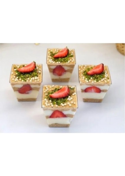 Şeffaf Kristal Mika Ekstra Sert Plastik Prizma Sunum Kabı Kübik Kase 200 cc 12 Adet indirimleri