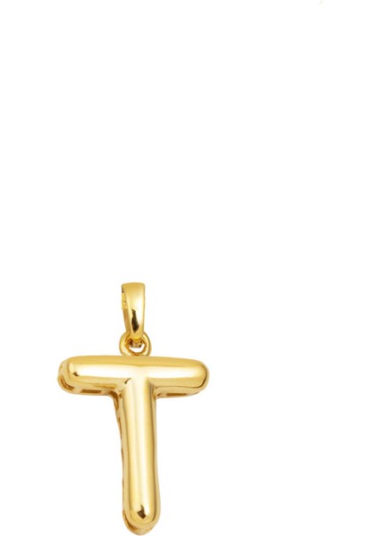 Balon Tasarımlı T Harfi Kolye Ucu 14 Ayar