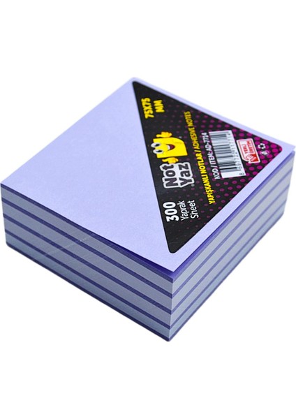 75X75 Yapışkanlı Küp Not 300 Yaprak Lila-Beyaz (AD-7714)