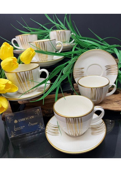 Esbey Cam Özel Tasarım Porselen Neskafe Takımı