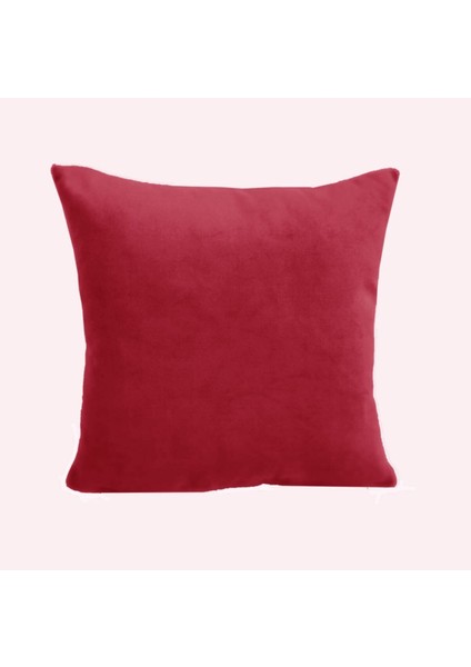 Çift Taraflı 43X43 cm Bordo Rengi Kadife Dokulu Yastık Kırlent Kılıfı
