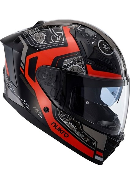 Nukro Combat Kırmızı-Siyah Kapalı Kask Pinlockhediyeli modelleri
