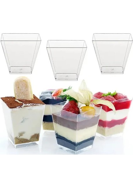 Şeffaf Kristal Mika Ekstra Sert Plastik Prizma Sunum Kabı Kübik Kase 200 cc 24 Adet fiyatları