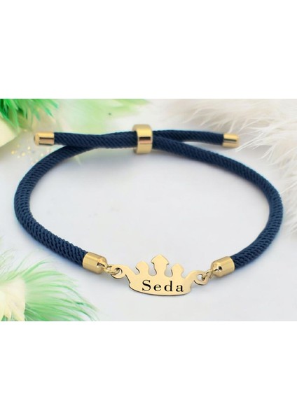 14 Ayar Altın Plakalı Seda Ismine Özel Lacivert Örgü Ipli Taç Figürlü Hediye BILEKLIK-621ISIM fiyatları