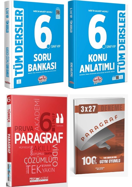 Anla Kazan 2025 6. Sınıf Editör Tüm Ders Konu ve Soru + Pruva Paragraf Soru + Anka Deneme 4 Lü