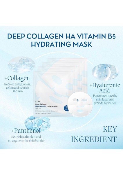 Bio Kolajen Şeffaflaşan Yüz Maskesi Anında Parlaklık Nemlendirme Kore Maske Ha Vitamin B5 4 Adet fırsatları