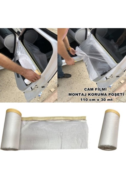 Araç Cam Filmi Montaj Poşeti Kapı Koruma Örtüsü Naylon 110 cm x 30 mt