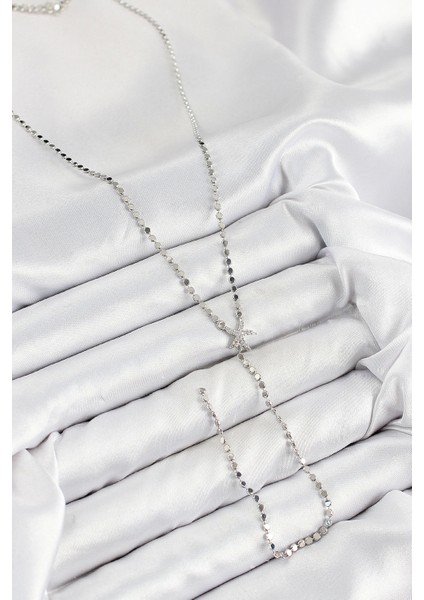 Bfs Pirinç Zirkon Taşlı Ezme Zincirli Deniz Yıldızı Model Gümüş Renk Y Kolye fiyatları