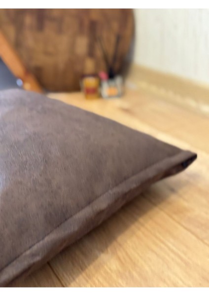 Mat Kadife Yer Minderi Puf Kırlent Kılıfı 60X80 Nubuk Görünümlü(Sadece Kılıf)