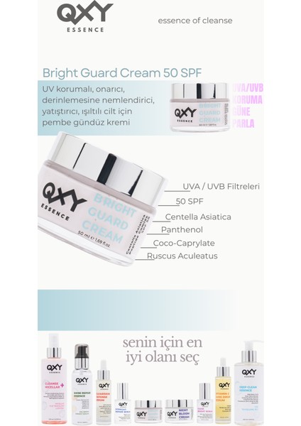 Bright Guard Cream - 50 SPF Uva/Uvb Filtreli Pembe Hızlı Emilen Nemlendirici Gündüz Kremi - Centella Asiatica + Peptit Complex - Cam Kavanoz 50 ml indirimleri