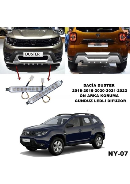 Dacia Duster Ön Arka Tampon Koruma Difüzör 2018-2019-2020-2021-2022-2023 Gündüz Ledli Model Difüzör