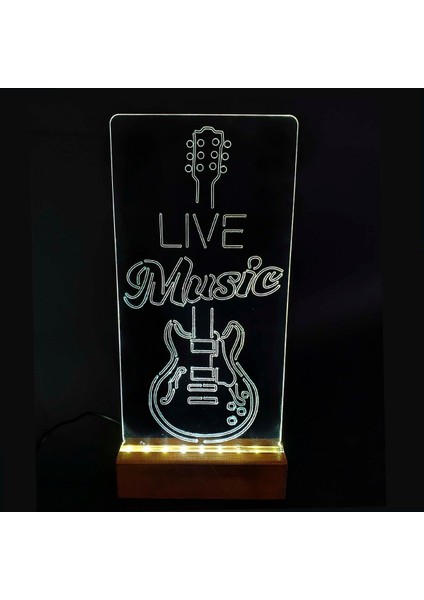 Live Music LED Işıklı Pleksi Kişiye Özel Gece Lambası