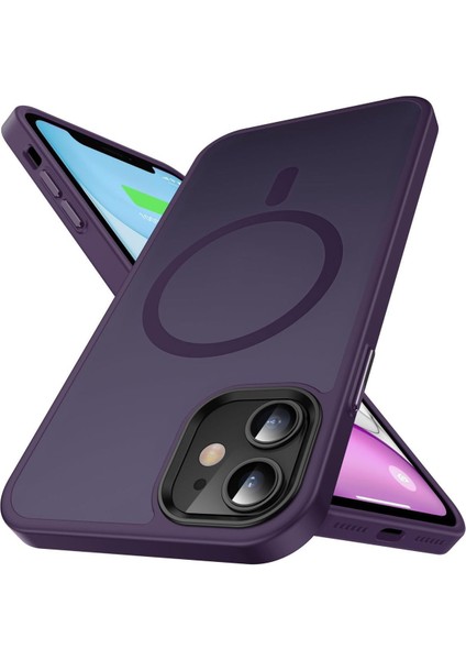 Iphone 11 Uyumlu Köşeli (12 Görünümlü) Kamera Çıkıntılı Kenarı Renkli Hassas Butonlu Magsafe Kılıf
