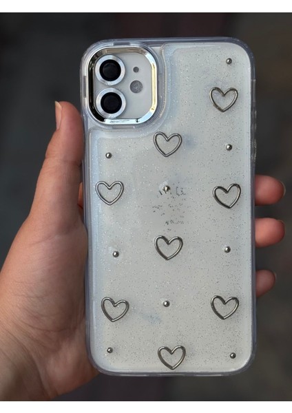 Iphone 11 Uyumlu Minik Kiraz Işlemeli Simli Parlak Detaylı Epoksili Kılıf fiyatları