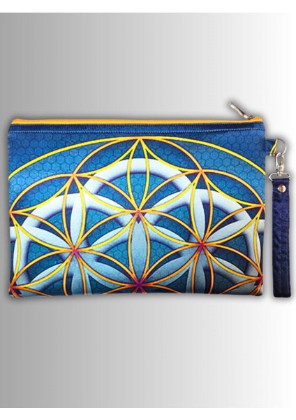 Kadın Mavi Clutch Çanta Yaşam Çiçeği Sembol Desenli modelleri