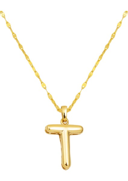 Balon Tasarımlı T Harfi Kolye 14 Ayar Altın