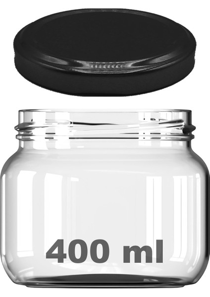 400 ml Kavanoz Metal Siyah Konserve Kapaklı 400 cc Şeffaf Magnolya Cam Kavanoz 1 Adet