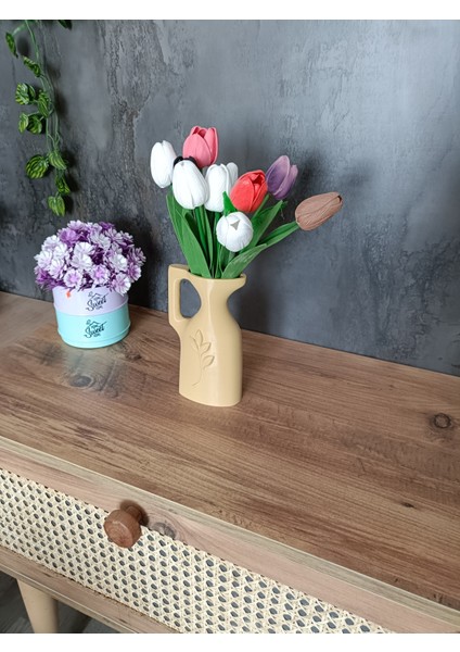 3D Baskı Dekoratif Testi Vazo, Rustik Tasarım Yaprak Desenli Çiçeklik, Modern Ev Dekoru modelleri