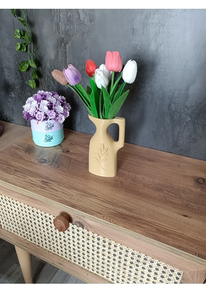 3D Baskı Dekoratif Testi Vazo, Rustik Tasarım Yaprak Desenli Çiçeklik, Modern Ev Dekoru fırsatları