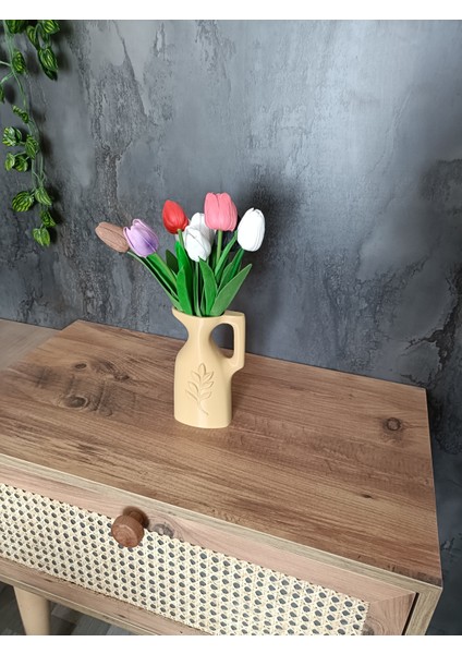 3D Baskı Dekoratif Testi Vazo, Rustik Tasarım Yaprak Desenli Çiçeklik, Modern Ev Dekoru indirimleri